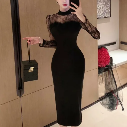 レディース ドレス キャバドレス 花柄レース バックスリット セクシー ドレス