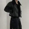 裏ボア レザー ブルゾン 2色 ライダース パイピング