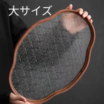 大サイズ シンプルトレイ お盆 台湾レトロガラス ヴィンテージ