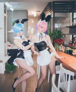 桜の恋 リゼロ レム ラム バニーガール バニー コスプレ 衣装 メイド服