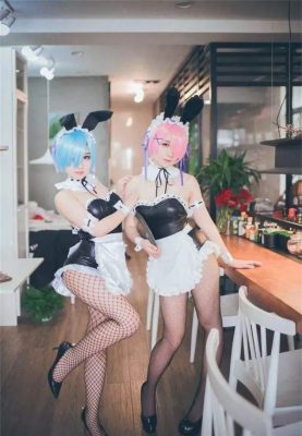 桜の恋 リゼロ レム ラム バニーガール バニー コスプレ 衣装 メイド服