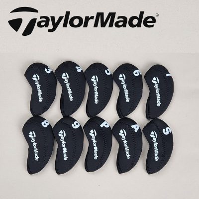 TaylorMade Golf テーラーメイド ゴルフ アイアンカバー ヘッドカバー 10枚セット 高級感 着脱らくらく ゴルフ クラブ ヘッドカバー ブラック
