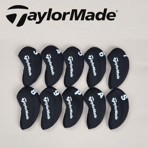 TaylorMade Golf テーラーメイド ゴルフ アイアンカバー ヘッドカバー 10枚セット 高級感 着脱らくらく ゴルフ クラブ ヘッドカバー ブラック
