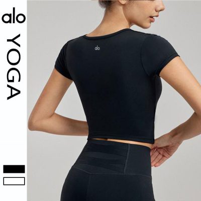 Alo Yoga アロヨガ Tシャツ シンプル無地 カジュアル レディース スポーツウェア 通勤 ブラック ホワイト