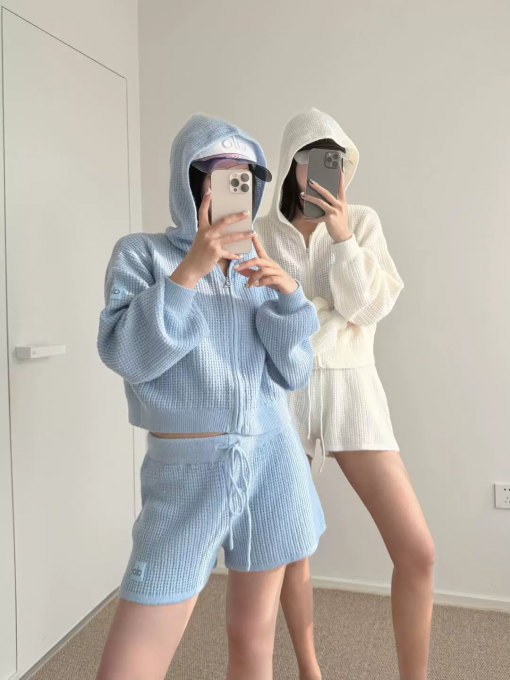 Alo Yoga アロヨガ ショートパンツ ワッフルニット パンツ ゆったり スポーツ カジュアル ヨガ フィットネス ルームウェア ブラック ホワイト ブルー