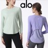 Alo Yoga アロヨガ 長袖 リブ トップス パーカー レディース スウェット ランニング トレンドデザイン フィットネス トレーニング 春夏 ヨガ グリーン パープル