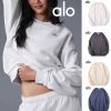 Alo Yoga クルーネックスウェット アロヨガ レディース 3D logo トレンドデザイン カジュアルウェア リラックスフィット 春秋 ホワイト ダークグレー ネイビー ベージュ