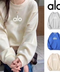 Alo Yoga スウェット アロヨガ クルーネック トップス レディース トレンドデザイン カジュアルウェア リラックスフィット 春秋 ベージュ グレー ブルー