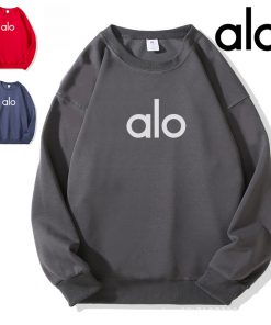 Alo Yoga スウェット アロヨガ クルーネック トップス レディース トレンドデザイン カジュアルウェア リラックスフィット 春秋 レッド ダークグレー ネイビー