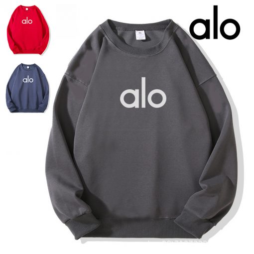 Alo Yoga スウェット アロヨガ クルーネック トップス レディース トレンドデザイン カジュアルウェア リラックスフィット 春秋 レッド ダークグレー ネイビー