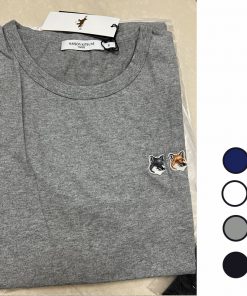MAISON KITSUNEメゾンキツネ フォックスヘッドロゴ ロンT ブラック ホワイト ネイビー グレー 長袖Tシャツ メンズ レディース