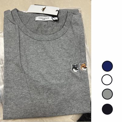 MAISON KITSUNEメゾンキツネ フォックスヘッドロゴ ロンT ブラック ホワイト ネイビー グレー 長袖Tシャツ メンズ レディース