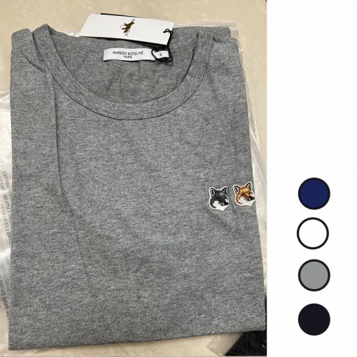 MAISON KITSUNEメゾンキツネ フォックスヘッドロゴ ロンT ブラック ホワイト ネイビー グレー 長袖Tシャツ メンズ レディース