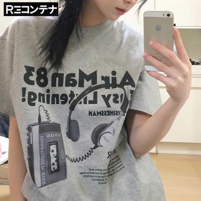 REコンテナ リコンテナ Tシャツ 韓国 ファッション 人気 レディース 春夏 グレー