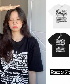 REコンテナ リコンテナ Tシャツ 韓国 ファッション 人気 レディース 春夏 ブラック ホワイト