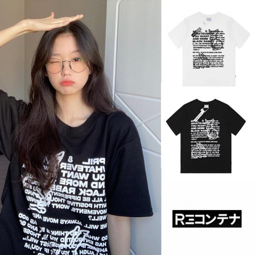 REコンテナ リコンテナ Tシャツ 韓国 ファッション 人気 レディース 春夏 ブラック ホワイト