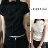 Tシャツ Unique SEI ユニークセイ ハイネックTシャツ おしゃれ カジュアル トップス 冬向け 日常使い トレンド ブラック ホワイト