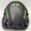 kawasaki カワサキ オートバイ シートバック リュック サイドバッグ リアシートバッグ カウル型 簡易防水 レザー×メッシュタイプ ツーリングバッグ バイク用 ブラック