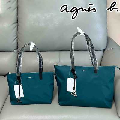 【人気商品】agnes b. アニエスベー ナイロン トートバッグ ポーチ付き シンプル 大容量 軽量 S L カジュアル 通勤通学 旅行 グリーン