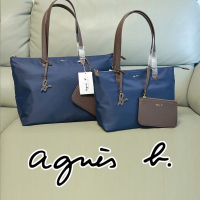 【人気商品】agnes b. アニエスベー ナイロン トートバッグ ポーチ付き シンプル 大容量 軽量 S L カジュアル 通勤通学 旅行 ブルー