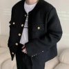 【週末限定価格】 メンズ ツイード ジャケット ラグジュアリー ノーカラー パーティ スタイリッシュ 大人気 春秋冬活躍