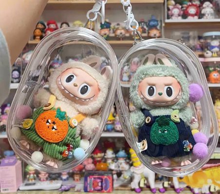 labubu ぬいぐるみ 雨カバー クリアケースのみ1個 可愛い おもちゃ ホワイト ブラック