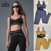 Alo Yoga アロー ヨガ 上下セット スポーツブラ レギンス セット フィット感 伸縮性 ヨガ ランニング トレーニング トレーニング ヨガウェア レディース スポーツ 運動 カジュアル 吸汗速乾