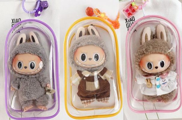 labubu ぬいぐるみ 雨カバー クリアケースのみ1個 可愛い おもちゃ ホワイト ブラック パープル イエロー ピンク