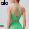 Alo Yoga アロヨガ ライトサポート スポーツブラ 揺れない クロスバック サポートブラ ヨガウェア 美胸 グリーン ピンク