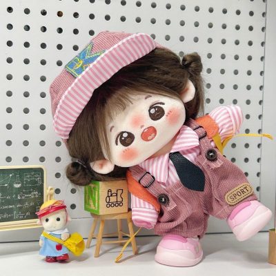 20cm 綿花の人形 コットンドール 服 3つセット ピンク 着せ替え衣装 ぬいぐるみ