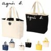 新品 agnes b.アニエスベーロゴ トートバッグ 大容量 リバーシブルバイカラーキャンバス 男女兼用