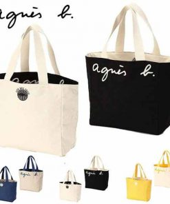 新品 agnes b.アニエスベーロゴ トートバッグ 大容量 リバーシブルバイカラーキャンバス 男女兼用