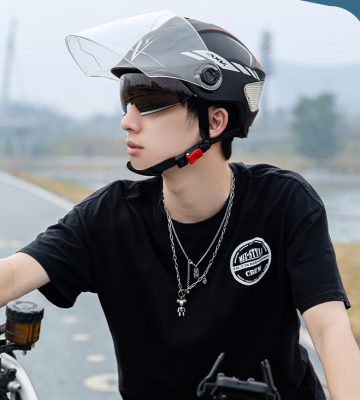 バイクヘルメット 頭囲54cm-61cm適用 自転車用ヘルメット ハーフ 大きいサイズ ロング シールド付き 軽量 メンズ レディース ジェット 蒸れない 耐衝撃性 通気 半帽 ハーフヘルメット 男女兼用 3C安全基準認証 ロング シールド 5色