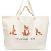 MAISON KITSUNE メゾンキツネ トートバッグ 狐のイラスト おしゃれ バッグ カジュアル デイリー 旅行 通勤 可愛い ホワイト