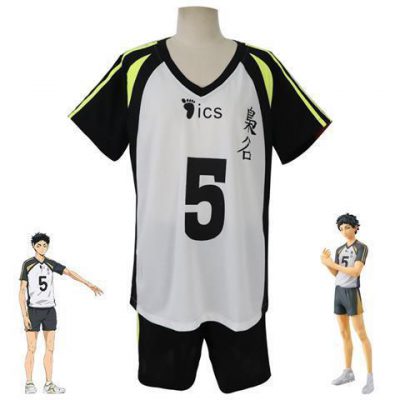 バレーボール ユニフォーム 上下セット 番号5番 Tシャツ+パンツ 人気商品 ハイキュー 赤葦 京治 あかあし けいじ コスプレ衣装 ブラック