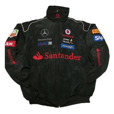 F1 レーシングジャケット ブラック メンズ 刺繍ロゴ入り 中綿入り 防風 防寒 スポーツウェア 防風 秋冬 おしゃれ 大きめサイズ モータースポーツ ファッション McLaren チームモデル