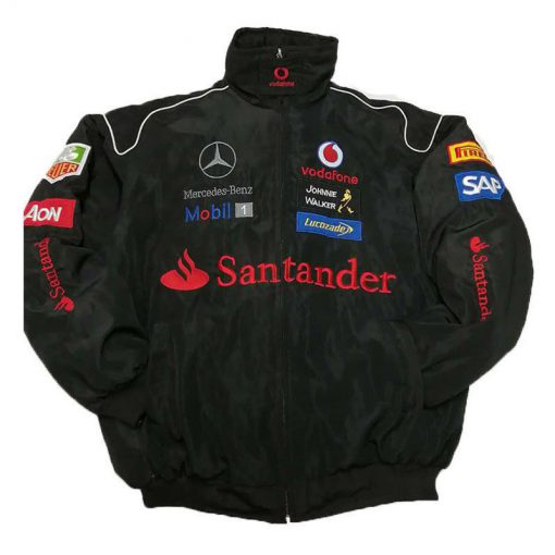 F1 レーシングジャケット ブラック メンズ 刺繍ロゴ入り 中綿入り 防風 防寒 スポーツウェア 防風 秋冬 おしゃれ 大きめサイズ モータースポーツ ファッション McLaren チームモデル