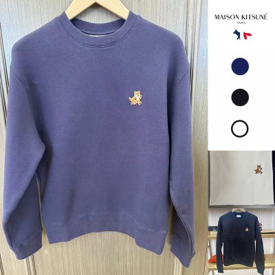 MAISON KITSUNÉ メゾンキツネ フォックスヘッドロゴ ロンT 長袖 スウェット メンズ レディース ブラック ホワイト ネイビー