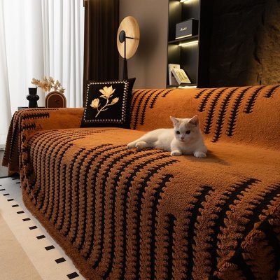 マルチカバー 180×200cm ソファーカバー 3人掛け 北欧風 ふわふわ あったか 秋 冬ソファカバー かけるだけ 洗濯可能 厚手 滑り止め 北欧風 ブラウン グレー 2色