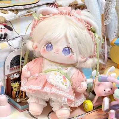 20cm 綿花の人形 コットンドール 服 帽子 ワンピース ピンク ぬいぐるみ 服かわいい男の子 女の子 着せ替え人形