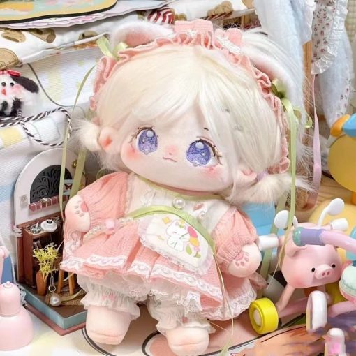 20cm 綿花の人形 コットンドール 服 帽子 ワンピース ピンク ぬいぐるみ 服かわいい男の子 女の子 着せ替え人形