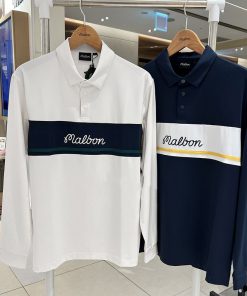 MALBON GOLF マルボン ポロシャツ 長袖 カジュアル ゴルフウェア 吸汗速乾 春秋スタイル ホワイト ネイビー 2色