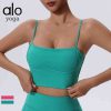 Alo Yoga アロヨガ ライトサポート スポーツブラ 揺れない クロスバック サポートブラ ヨガウェア 美胸 サポート力抜群 サポートブラ ヨガ ランニング ジョギング ダンス グリーン ピンク