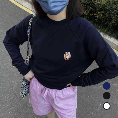 MAISON KITSUNÉ メゾンキツネ フォックスヘッドロゴ ロンT 長袖 スウェット メンズ レディース ブラック ホワイト ネイビー