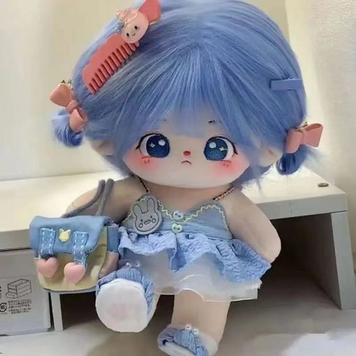 20cm 綿花の人形 コットンドール 服 ワンピース ブルー ぬいぐるみ 服かわいい男の子 女の子