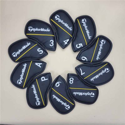 TaylorMade Golf テーラーメイド ゴルフ ヘッドカバー アイアンカバー 10枚セット ゴルフ クラブ ヘッドカバー マグネット型 ブラック 人気商品