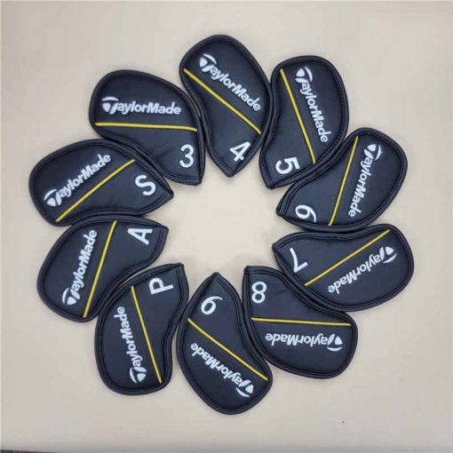 TaylorMade Golf テーラーメイド ゴルフ ヘッドカバー アイアンカバー 10枚セット ゴルフ クラブ ヘッドカバー マグネット型 ブラック 人気商品