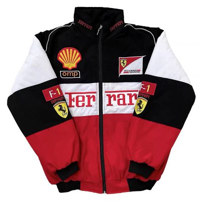 フェラーリ Ferrari ジャケット F1 レーシング レッド 刺繍ロゴ ジャケット レッド 中綿入り 防風 防寒 おしゃれ アウター