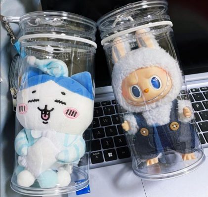 2つセット labubu ぬいぐるみ 雨カバー クリアケースのみ2個 可愛い おもちゃ