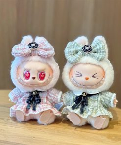 LABUBU ぬいぐるみ 服 ぬいぐるみ かわいいドール服 リボン付き おしゃれな衣装 洋服 可愛い ブラック ホワイト グリーン ピンク